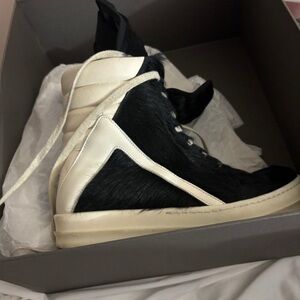 Rick Owens Black and Cream Sneakers with Premium Design